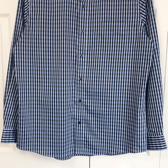 Van Heusen Flex Slim Fit Blue Check Plaid Button Down Shirt - Picture 9 of 16